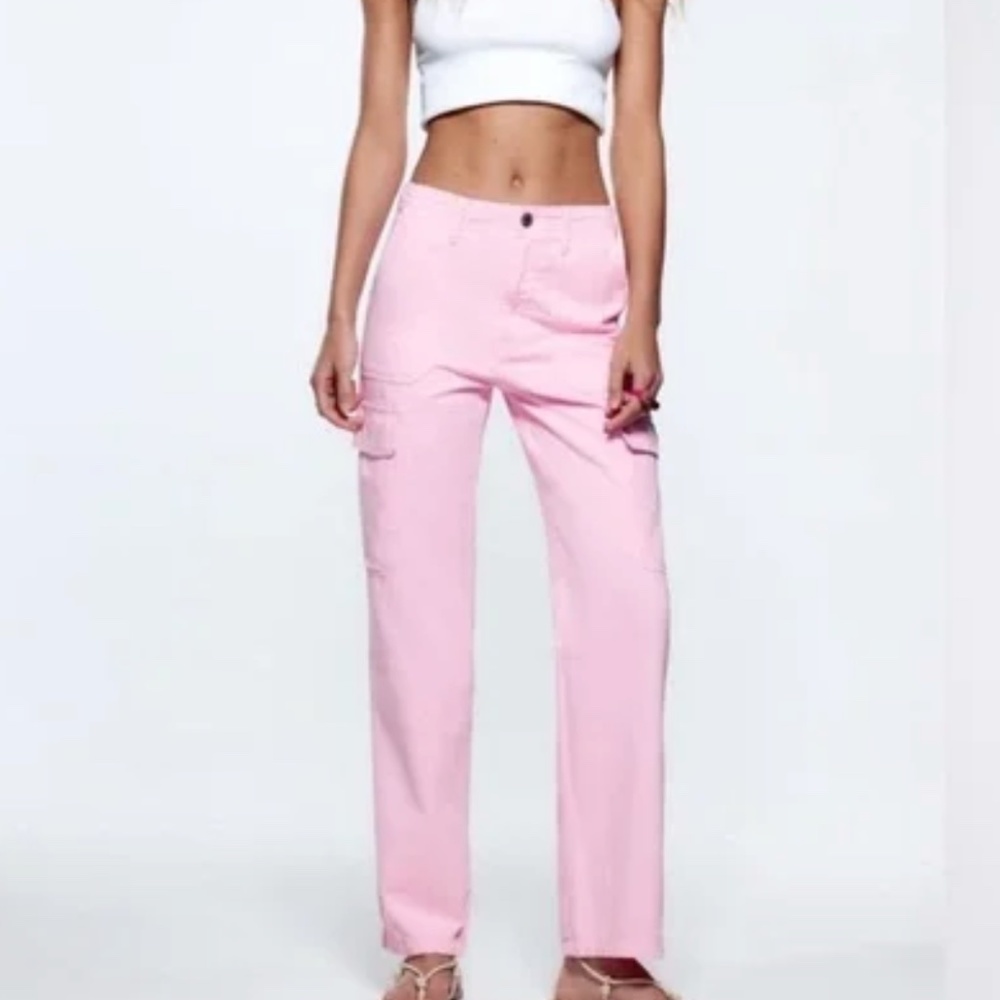 zara pink cargo pants